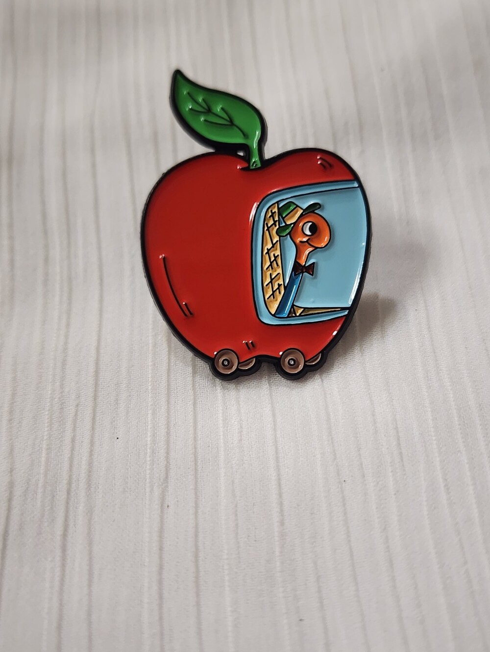 ✨ "Lowly Worm" Richard Scarry Apple Car Enamel Pin